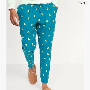 NWT Old Navy Avocado Flannel Jogger Pajama Pants Sleep Lounge Blue Men L XL